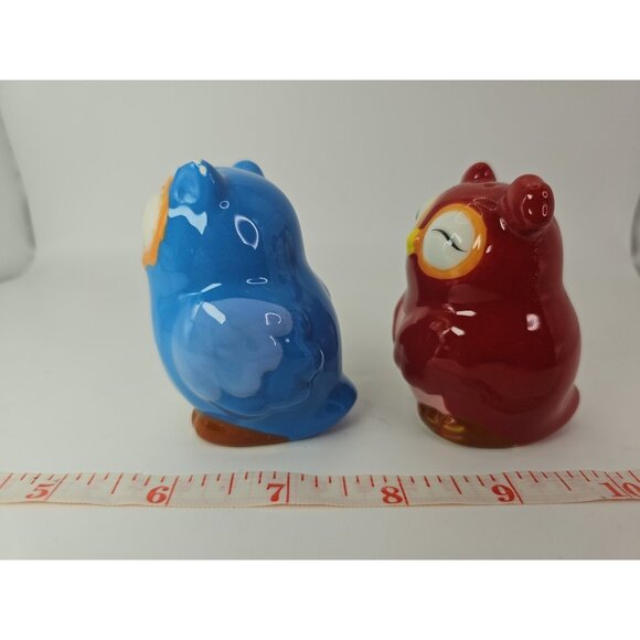 SALT & PEPPER SHAKERS Kitchen Kissing Owls Topsy Turvy Magnetic VTG - Picture 10 of 16